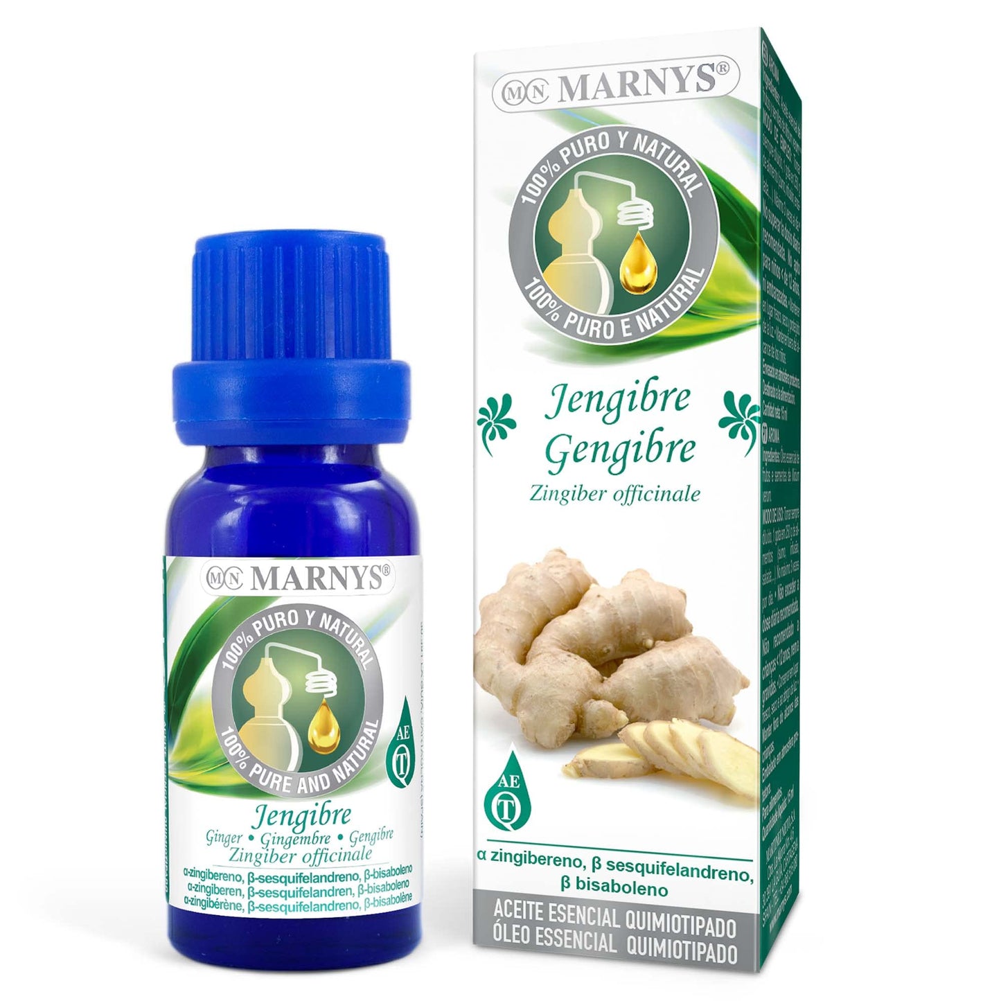 Marnys Aceite Esencial Jengibre - 100% Puro y Quimiotipado - Botella 15 ml 50 g