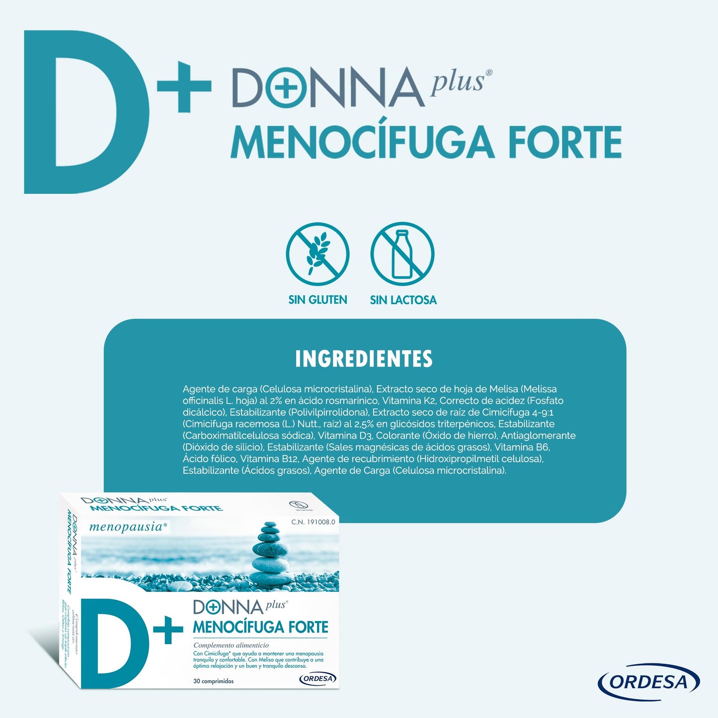 DONNAPLUS Menocífuga Forte | 30 Comprimidos | Complemento Alimenticio para la Mujer en Edad de Menopausia con Melisa y Vitaminas
