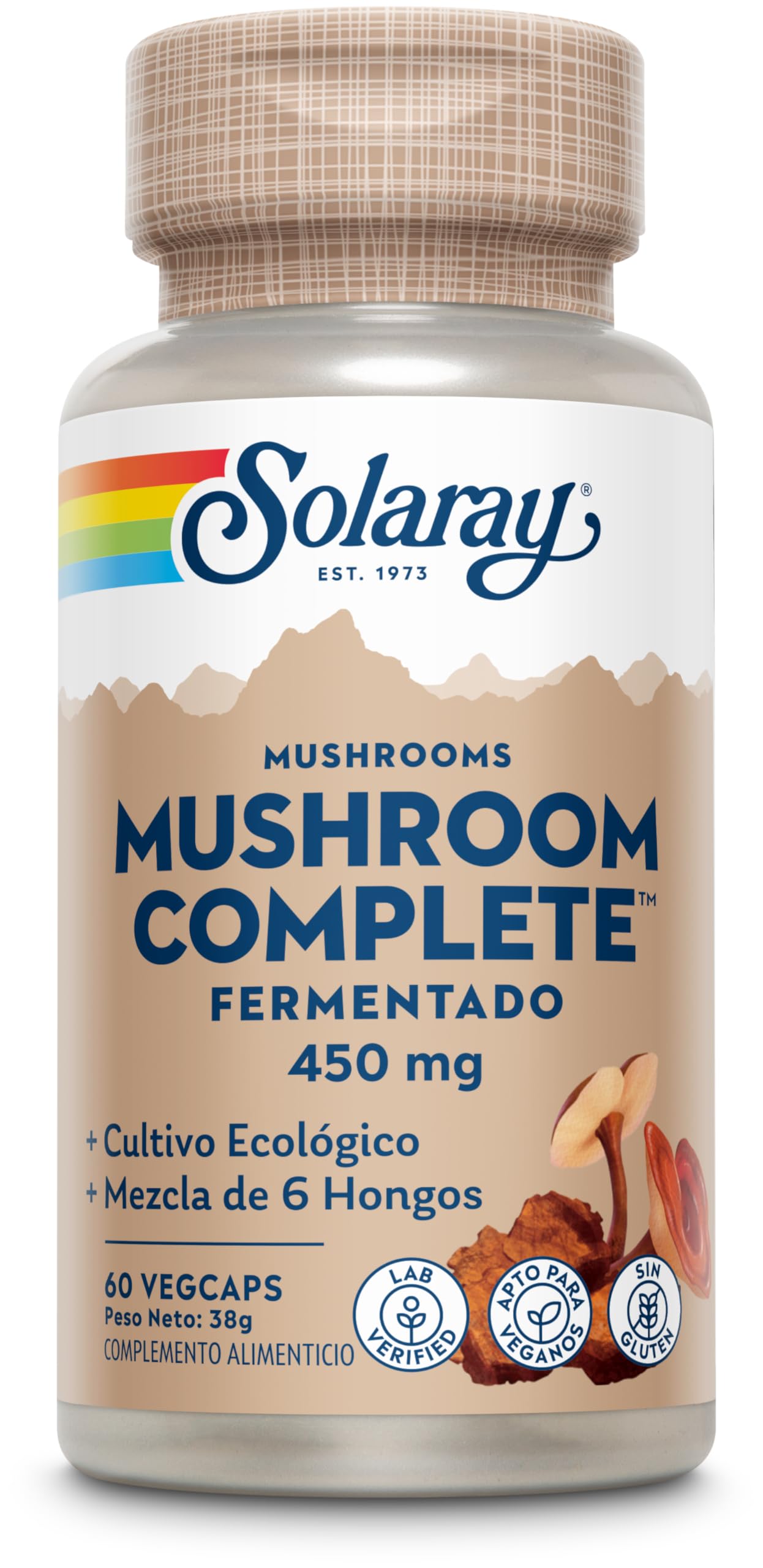 Solaray Mushroom Complete | Hongos | Organically Grown Fermented Mushroom | 60 VegCaps