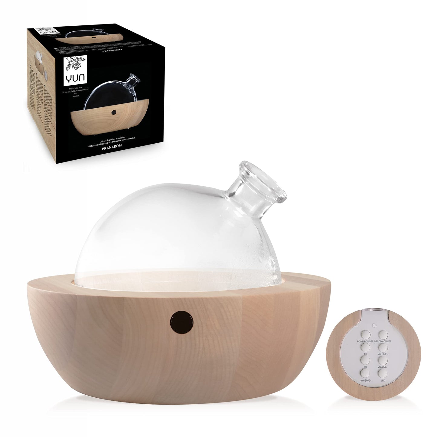 PRANARÔM - Difusor - Yun - Difusión atmosférica - Madera de Arce, Vidrio soplado artesanalmente.