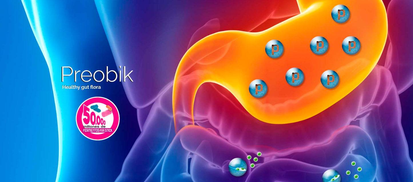 Novadiet - PREOBIK Sticks con Fermentos, FOS y Vitaminas - Complemento Alimenticio que Favorece el Sistema Inmunitario y el Bienestar Intestinal - 10 Sticks