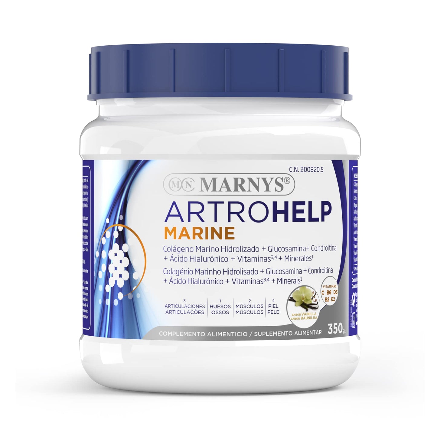 Colágeno Marino Hidrolizado - Artrohelp Marine - Bienestar Para Huesos, Articulaciones Y Piel - Bote 350 Gr Sabor Vainilla