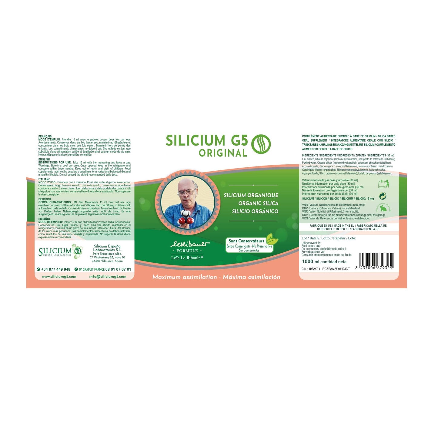 SILICIUM G5 ORIGINAL| Silicio Liquido bebible | Aumenta la Producción de Colágeno | Suplemento ideal para Piel, Pelo y Uñas, Músculos, Huesos y Articulaciones