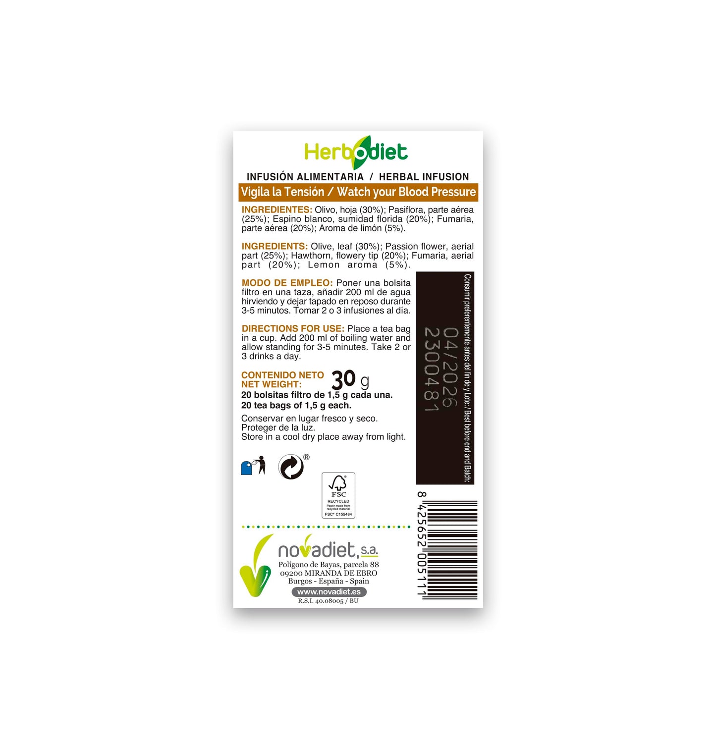 HERBODIET VIGILA TENSION 20Fil