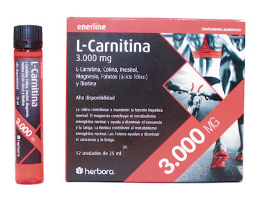 L‑Carnitina 3000 mg Herbora – 12 Viales Quemagrasas Suplemento Deportivo Energético