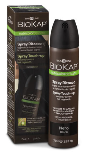 Spray Touch-Up Negro Biokap 75ml Coloración Instantánea y Cuidado Capilar