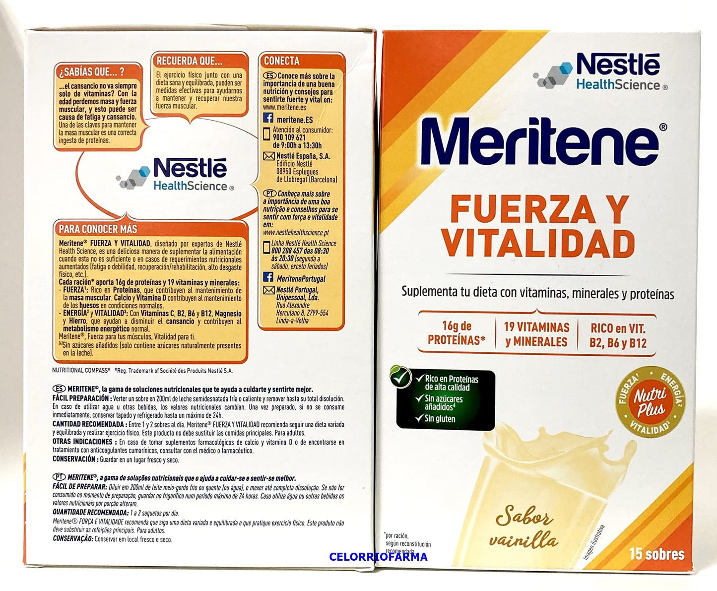 (395715) Compatible con Meritene Vainilla Fuerza y Vitalidad| Sabor Vainilla 15 sobres.- Pack 2Un.(total 30 sobres)