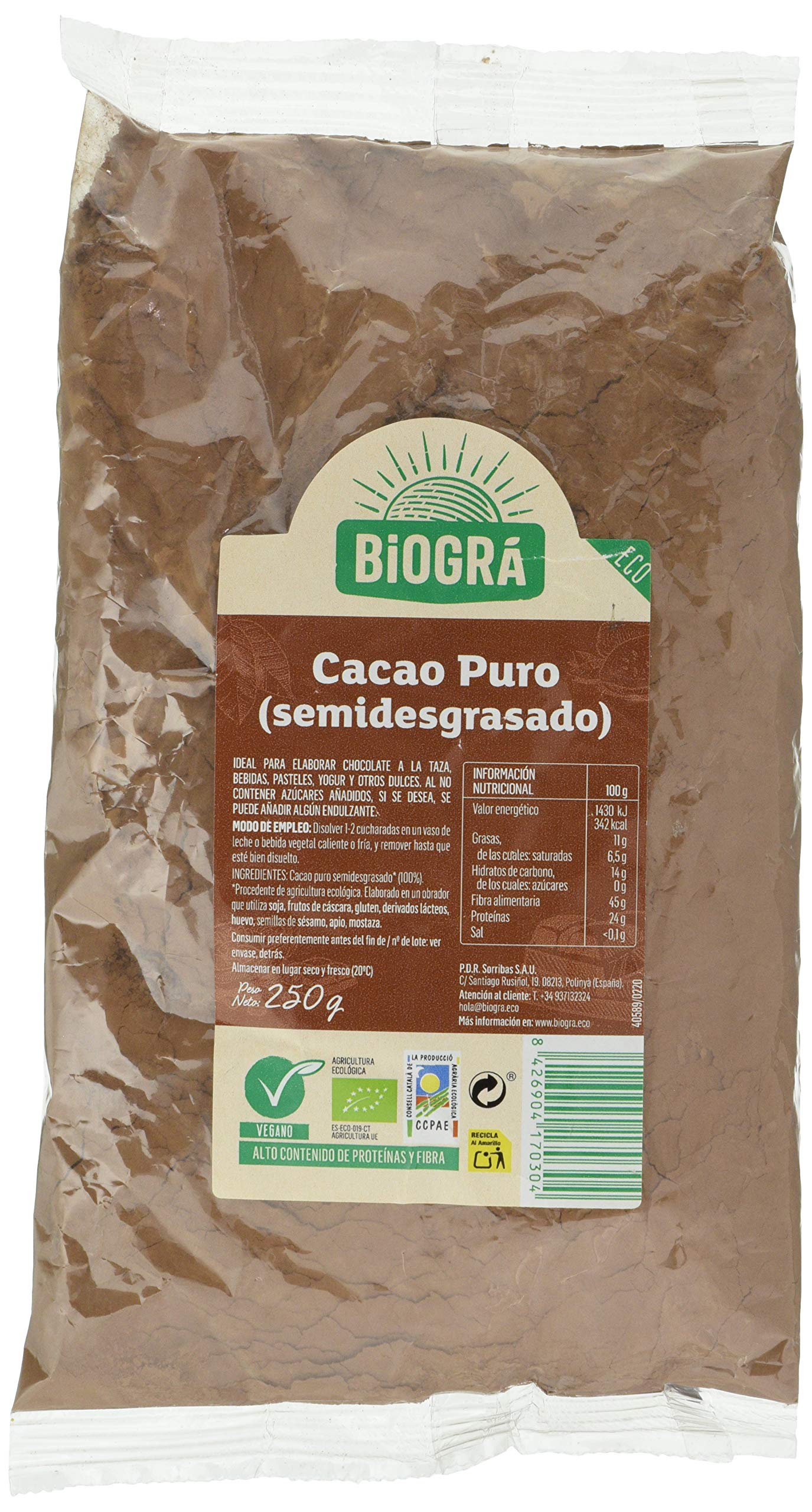 CACAO EN POLVO PURO 250G