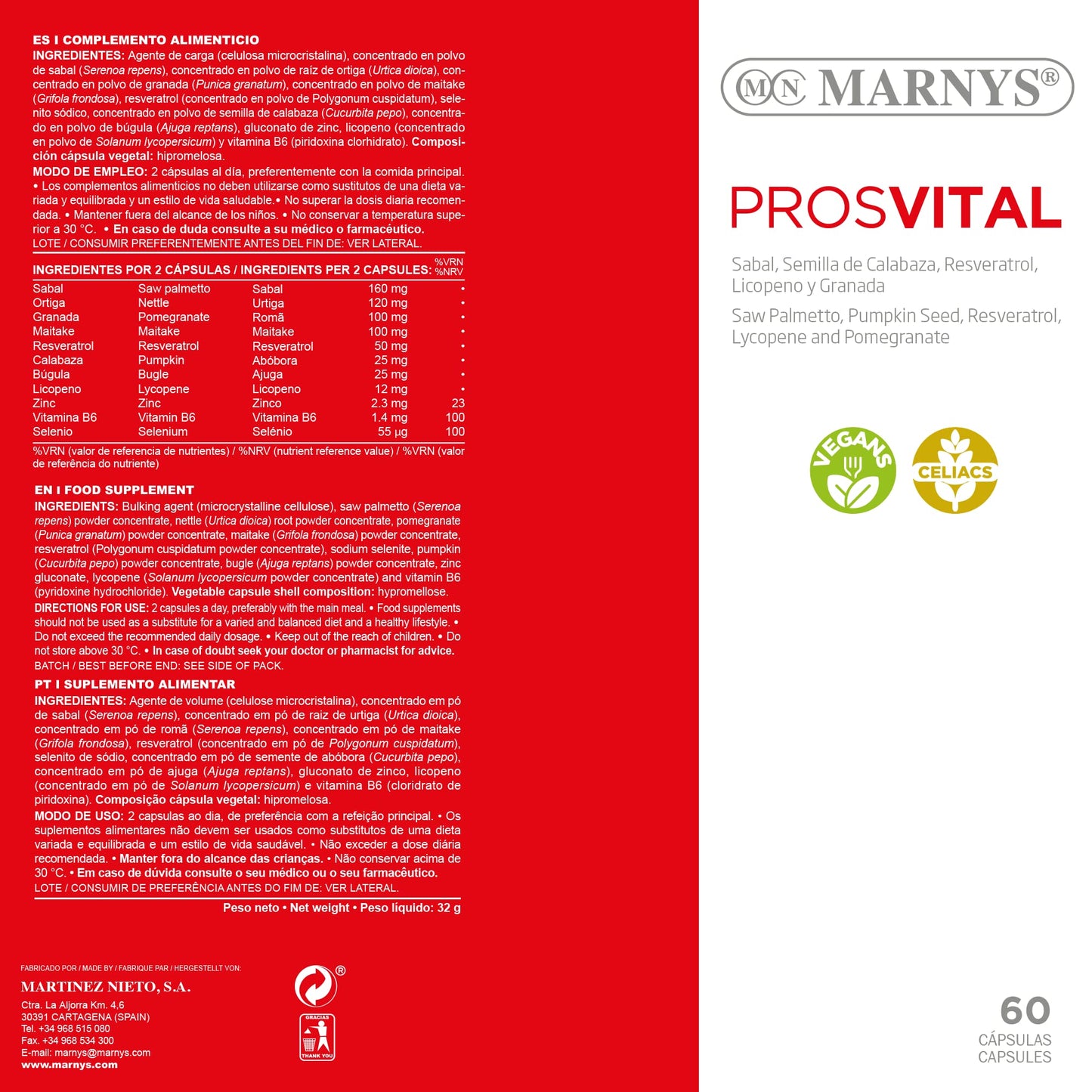Prosvital, Bienestar de la Próstata, Facilita El Bienestar Masculino En Próstata y Vías Urinarias, 60 Cápsulas Vegetales