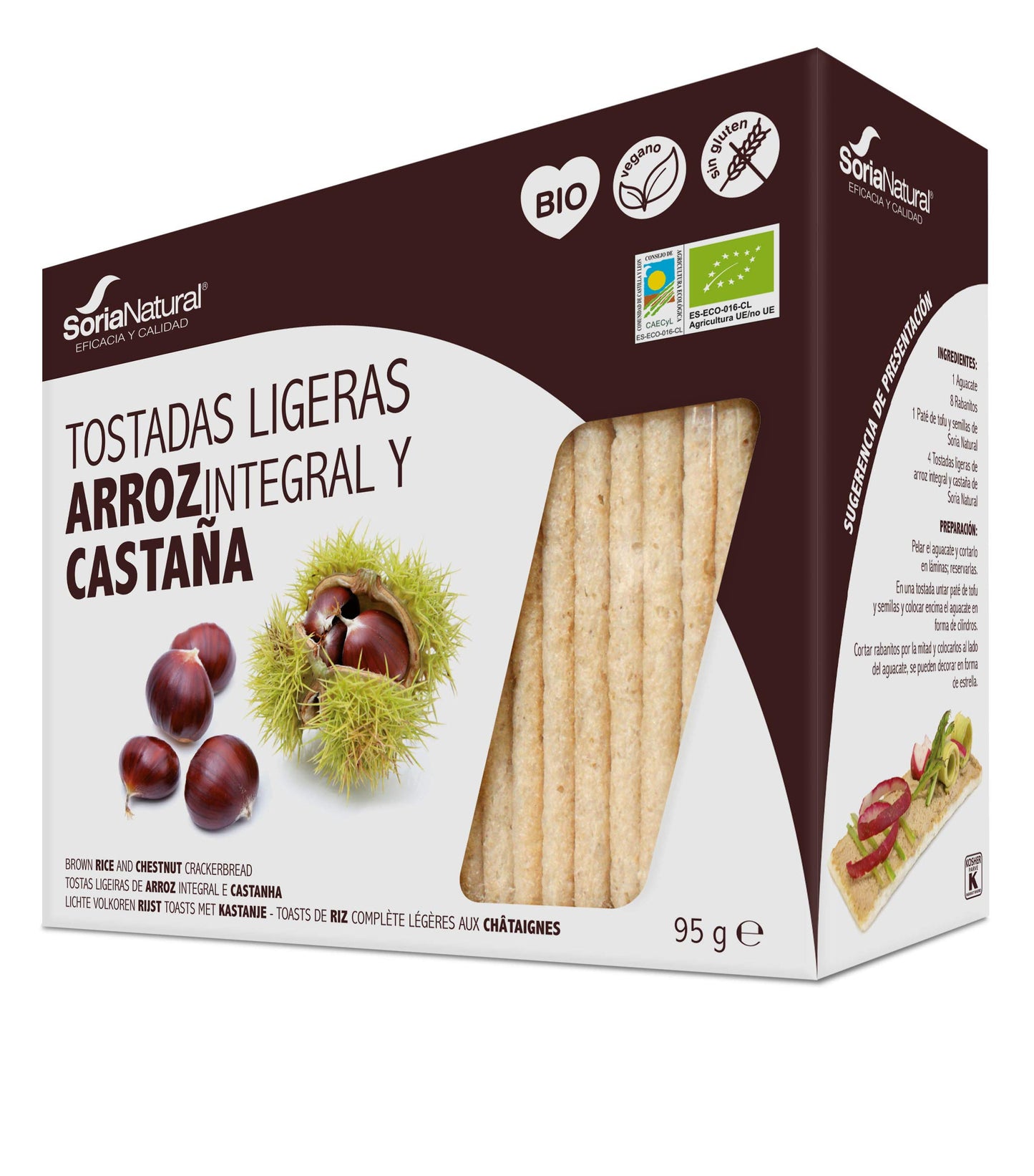 Tostadas Ligeras Arroz Integral Y Castaña Soria Natural Bolsa Hermética 95 G (25 X 3.8 G)/Estuche.
