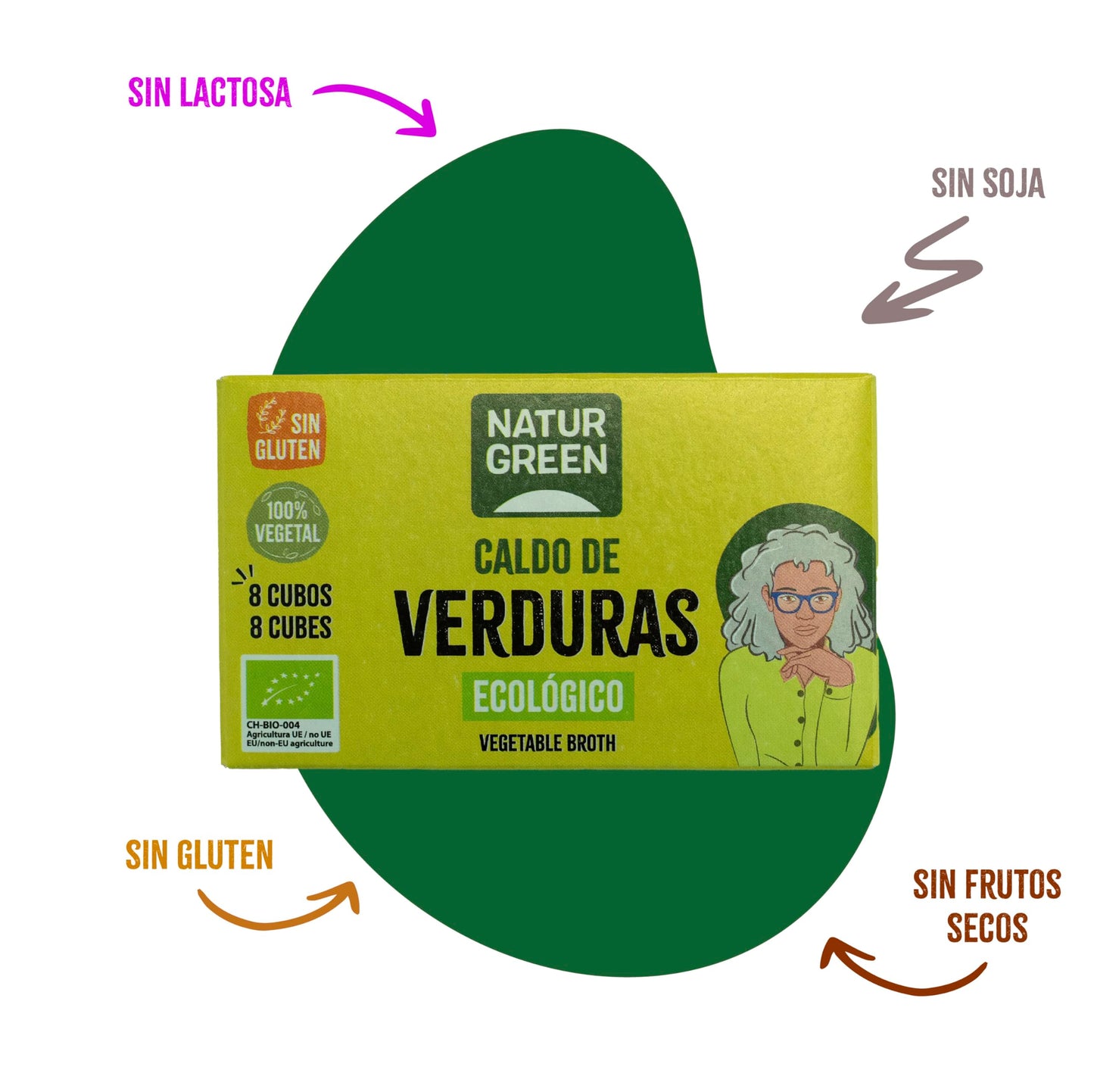 NaturGreen Cubitos Caldo Verduras, 8 cubos (Bio)