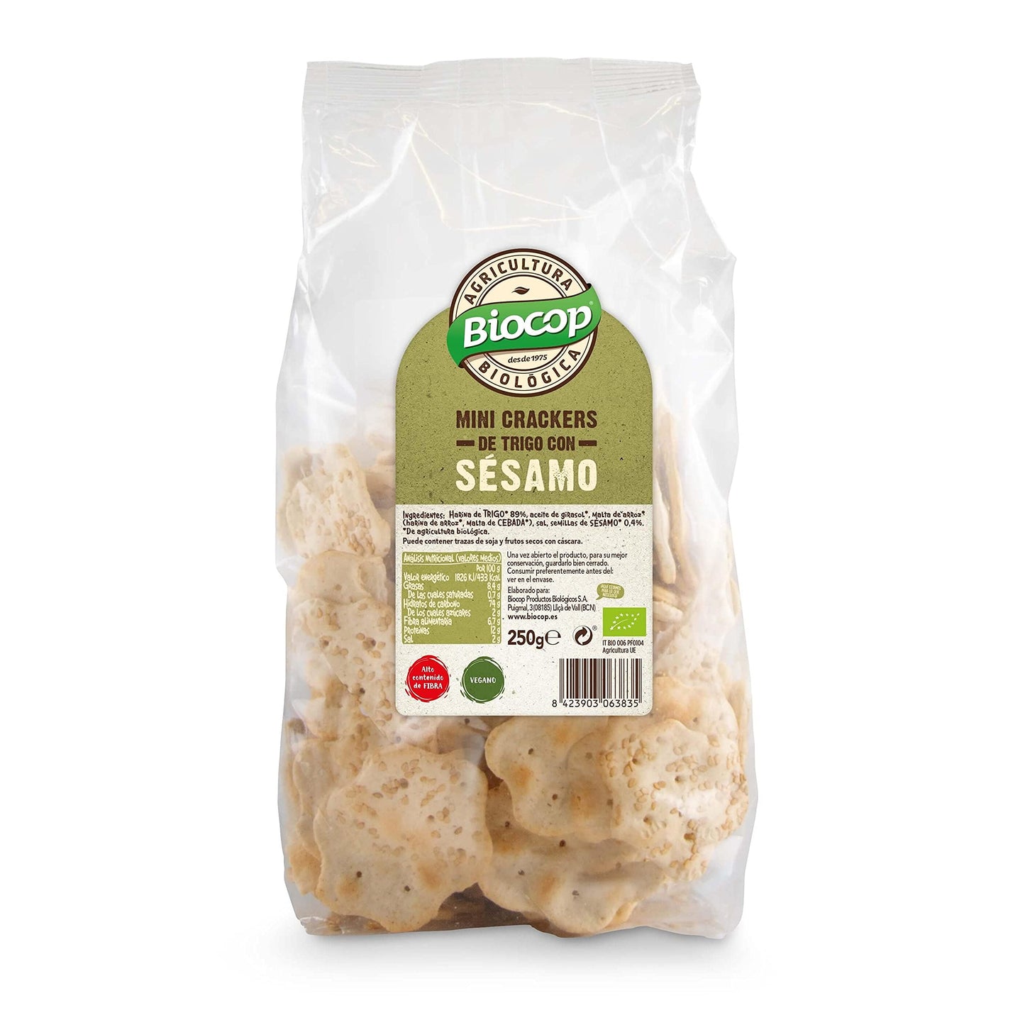 MINI CRACKERS DE TRIGO SESAMO 250gr. BIO VEGAN