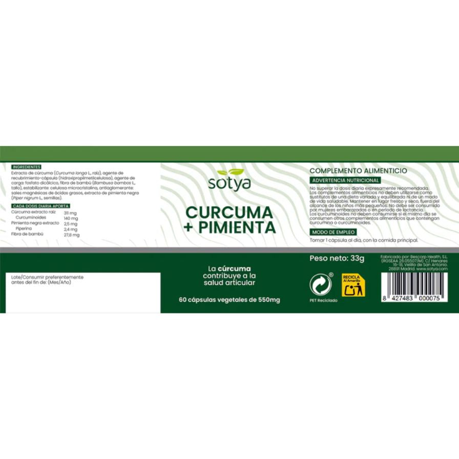 Curcumin plus 550mg 60 capsulas Sotya
