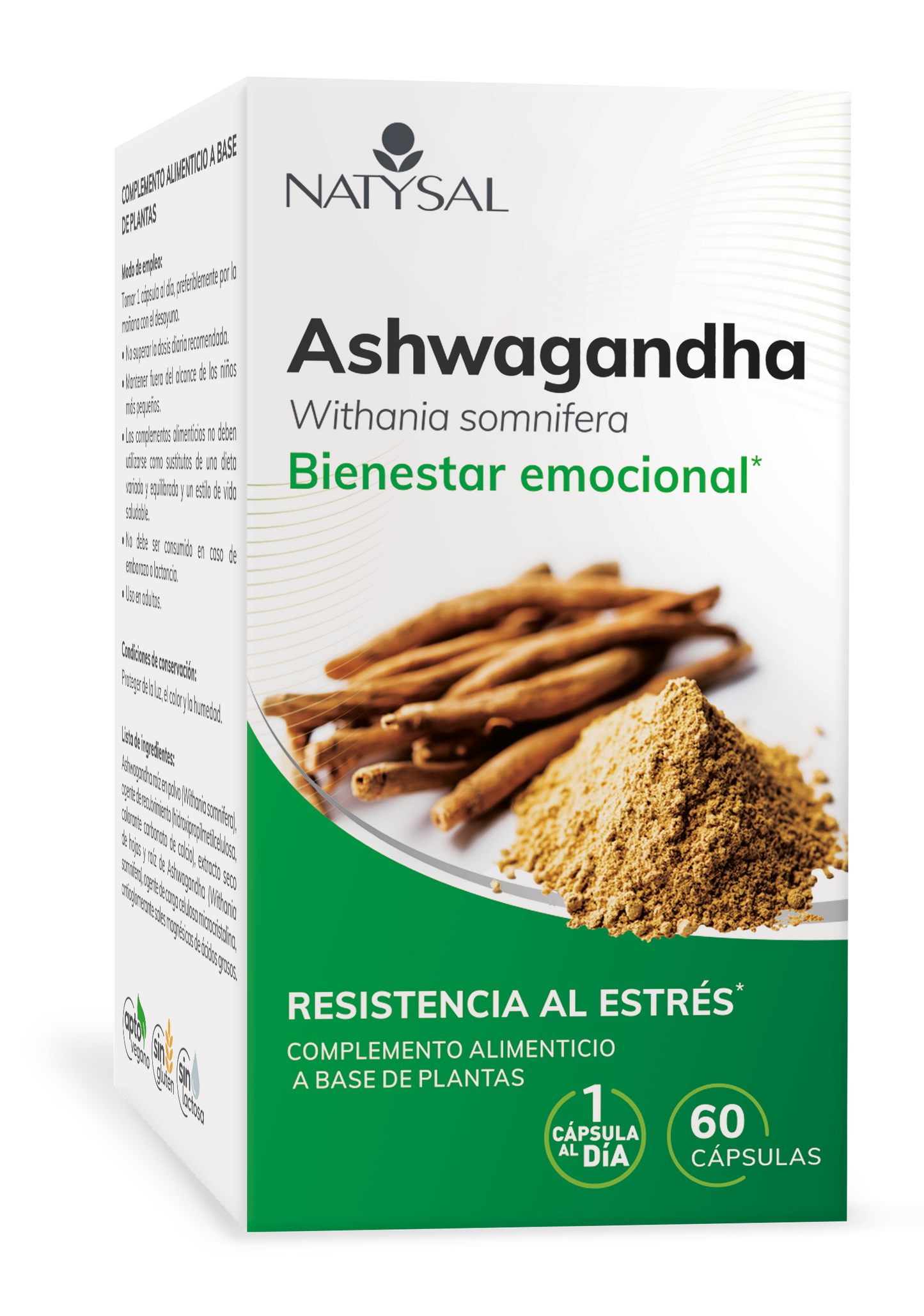 Ashwagandha Natysal 60 Cápsulas Veganas Adaptógeno Premium