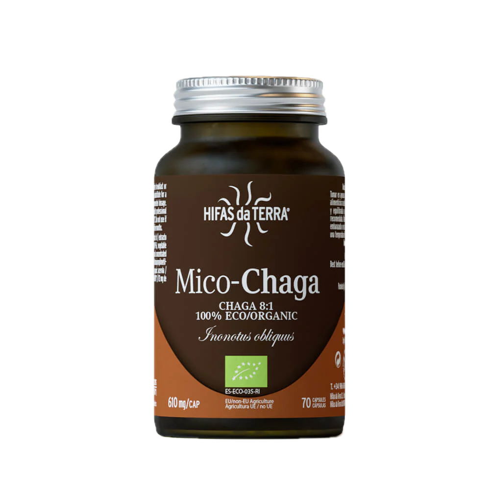 Mico-Chaga de Hifas da Terra: 70 cápsulas veganas antioxidantes