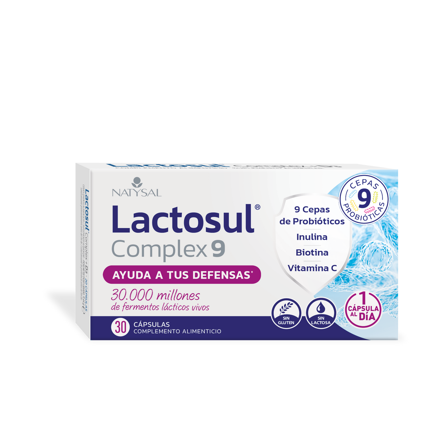 Lactosul Complex 9 Natysal: Probiótico 30 cápsulas para bienestar digestivo
