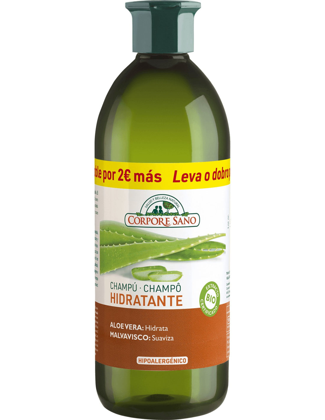 CHAMPU HIDRATANTE ALOE Y MALVAVISCO FORMATO 300 + 300 ML.