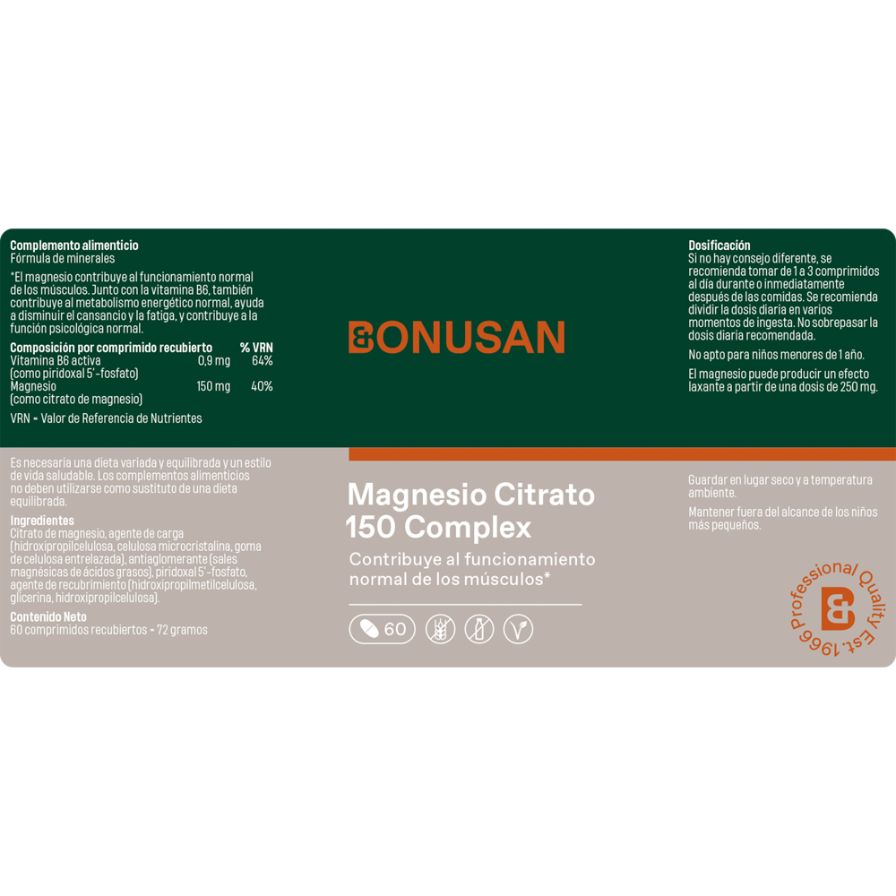 Citrato De Magnesio 150Mg Plus 60comp Bonusan
