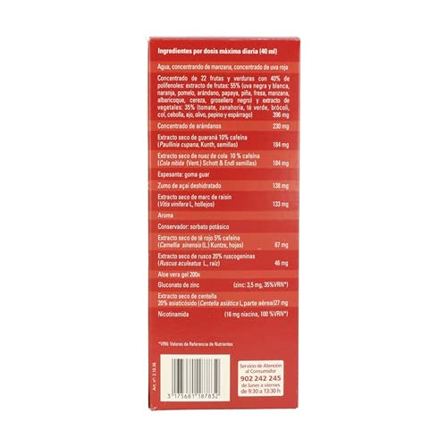 Dietisa Biform Poder Rojo- Fórmula concentrada de extracto de frutas, verduras y plantas con doble acción: adelgazar y reforzar, 500 ml.