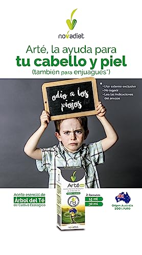 Novadiet - ARTÉ ECO 15 ML con Aceite Esencial de Árbol del Té 100% Puro y Natural - Ayuda en Prevención de Pediculosis, Alivio del Cuero Cabelludo, Cuidado de Piel Acnéica y más - Envase de 15 ml