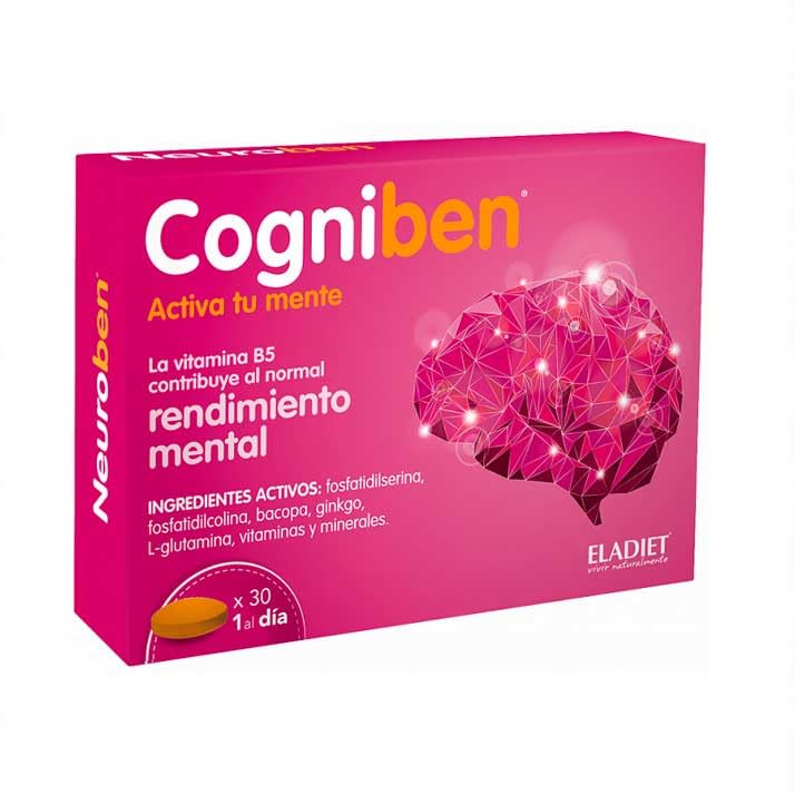 Complemento Alimenticio Cogniben Plus - 30 Comprimidos - Elaborado a Base de Bacopa - Ayuda a Mejorar y Mantener las Funciones Cognitivas - Refuerza la Memoria - Estimula el Rendimiento - Eladiet
