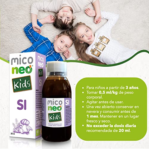 MICO NEO | SI Kids | 200 ml | Suplemento Alimenticio para Niños que Ayuda a Reforzar las Defensas | A Base de Hongos Bio, Plantas y Vitamina C | Con Reishi, Champiñón del Sol y Shiitake