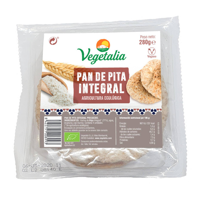Pan Pita Integral Bio 280g Vegetalia