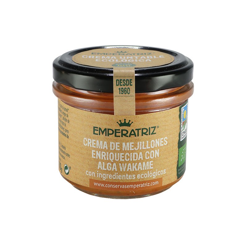 Pate-Crema de mejillones con alga wakame Bio 110g Emperatriz