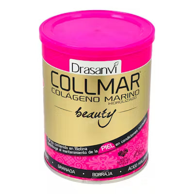 DRASANVI COLLMAR BEAUTY – Hydrolysiertes Meereskollagen + Nachtkerzenöl + Hyaluronsäure + Biotin – trägt zur Erhaltung der Haut bei – Granatapfelgeschmack – glutenfrei – 275 g