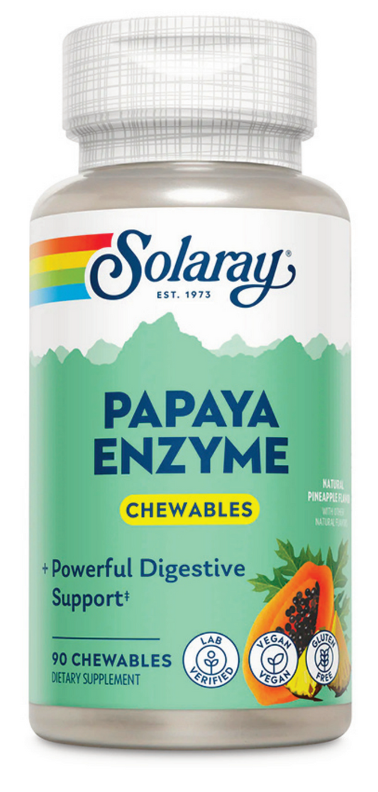 Enzimas Digestivas de Papaya Solaray – 90 Comprimidos Masticables