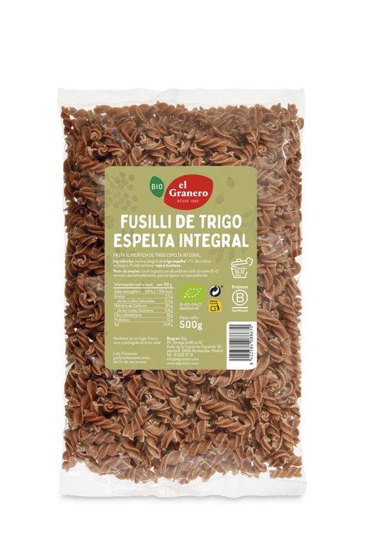 Fusilli Trigo Espelta Integral Bio 500g El Granero Integral