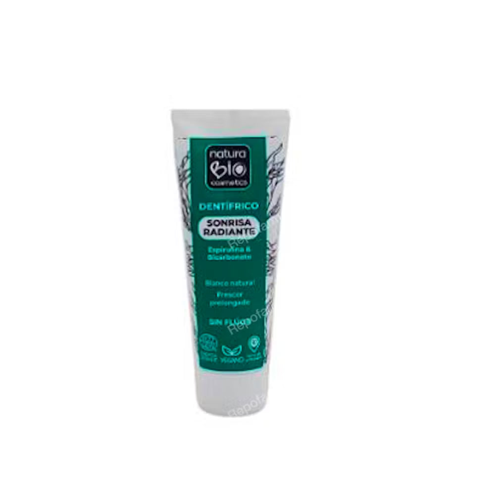 DENTIFRICO SONRISA RADIANTE ESPIRULINA-BICARBONATO - 75 ml. NATURABIO COSMETICS
