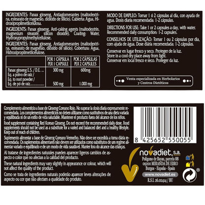 Ginsenova Ginseng Rojo Coreano 60caps Nova Diet