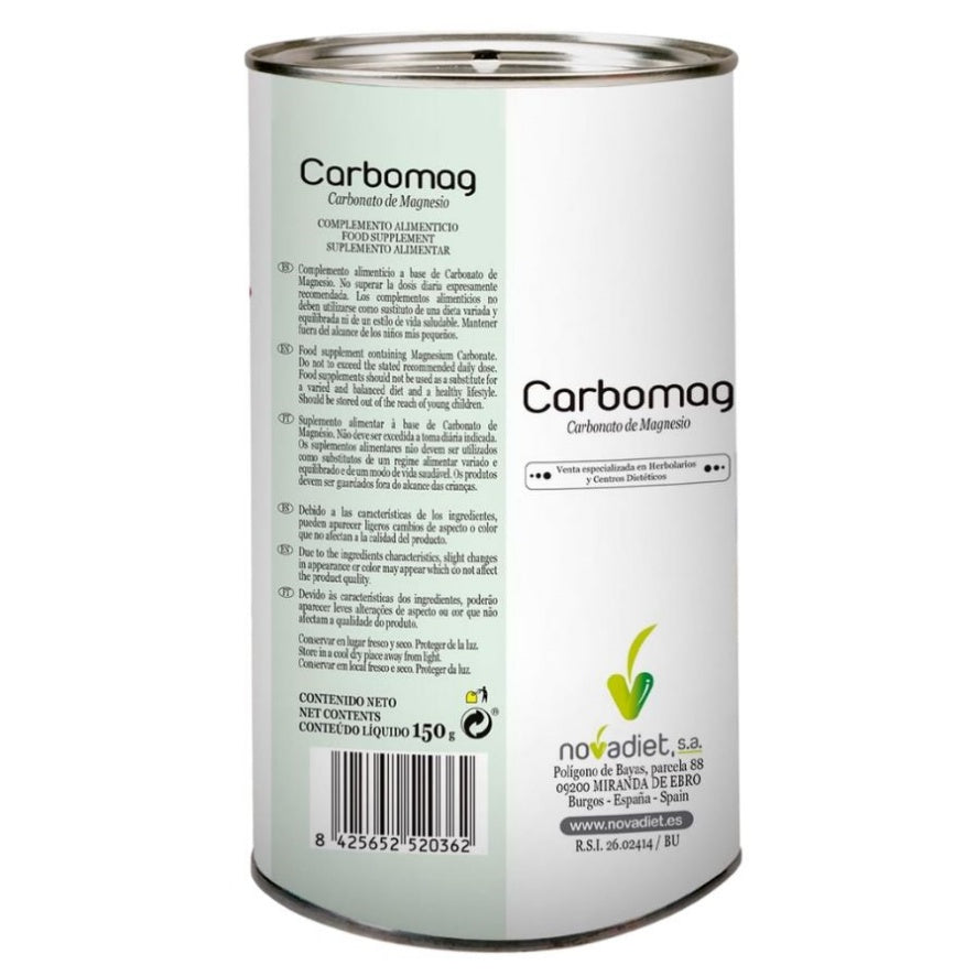 Carbomag Carbonato de Magnesio Polvo SinGluten Vegan 150g Nova Diet