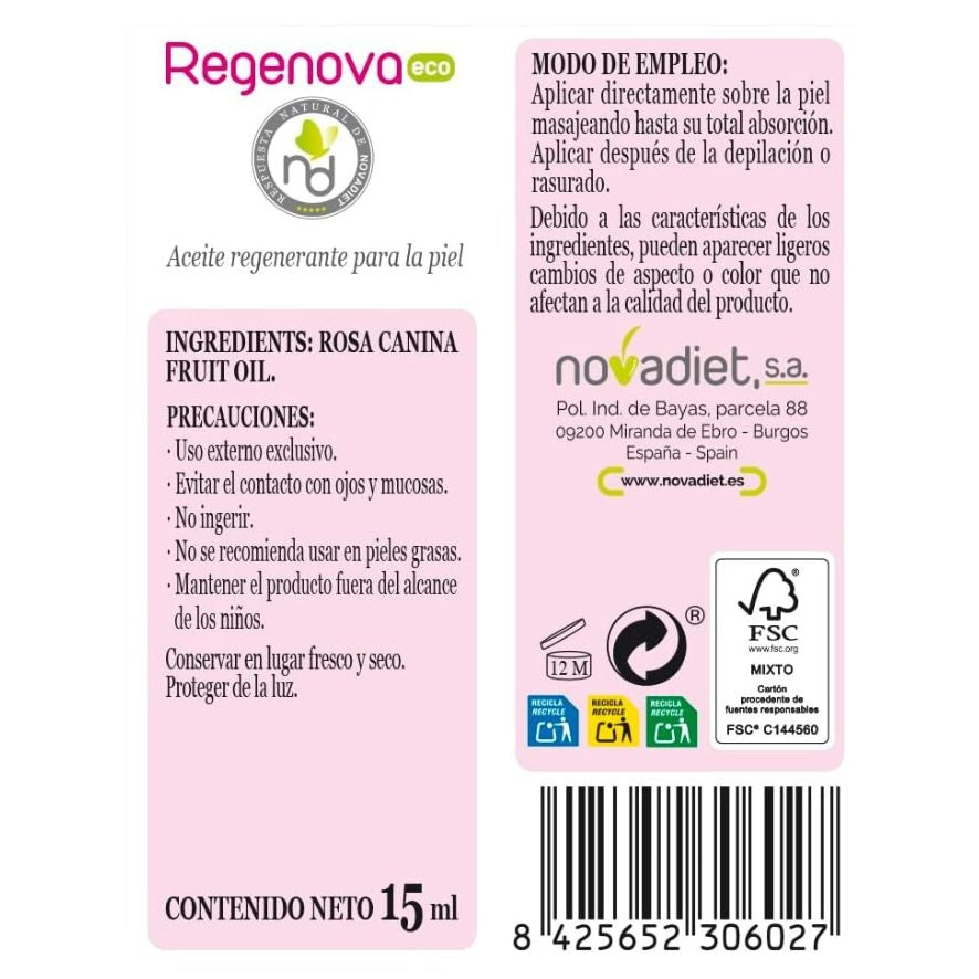 Regenova Aceite Rosa Mosqueta Eco 15ml Nova Diet