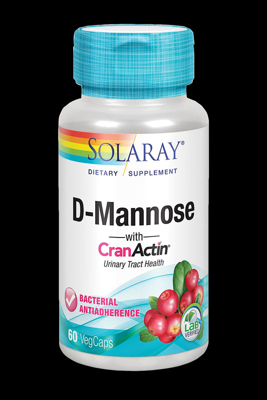 D-Manosa con CranActin de Solaray – 60 cápsulas para salud urinaria