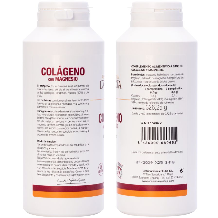 Colágeno con magnesio familiar 450 comprimidos Ana María Lajusticia