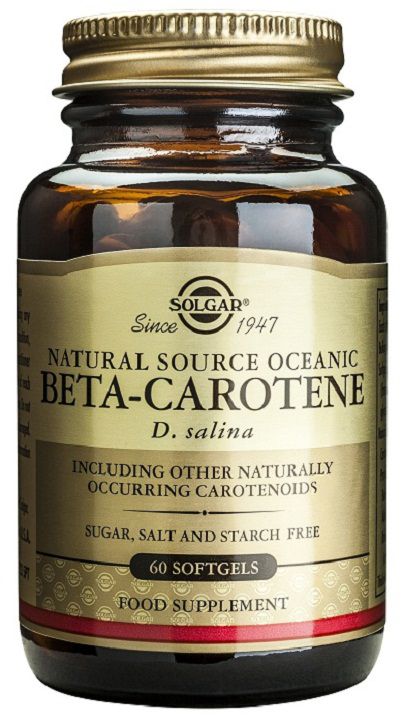 Betacaroteno Oceánico Solgar 60 perlas antioxidantes para visión y piel