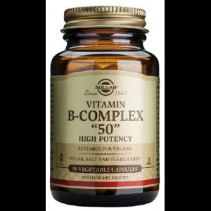 Vitamina B-Complex Solgar 50 cápsulas, apoyo metabólico y antioxidante