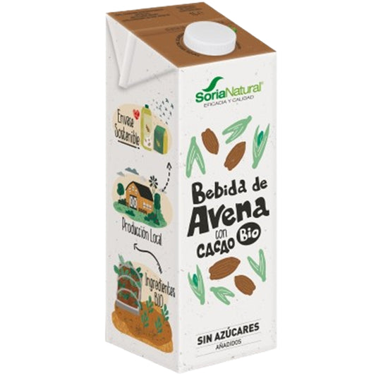 Bebida Vegetal de Avena con Cacao Vegan SinAzucar Bio 1L Soria Natural