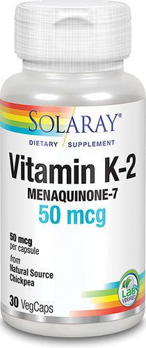 Vitamina K2 Solaray 30 cápsulas veganas – Menaquinona‑7 para huesos