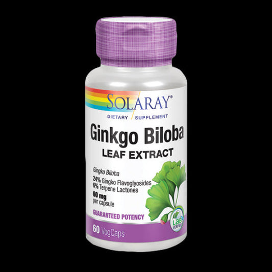Suplemento Ginkgo Biloba Solaray 60 Cápsulas Antioxidantes para circulación