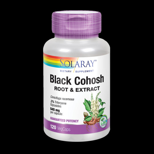 Black Cohosh (Cimicifuga) 120 cápsulas Solaray suplemento hormonal femenino