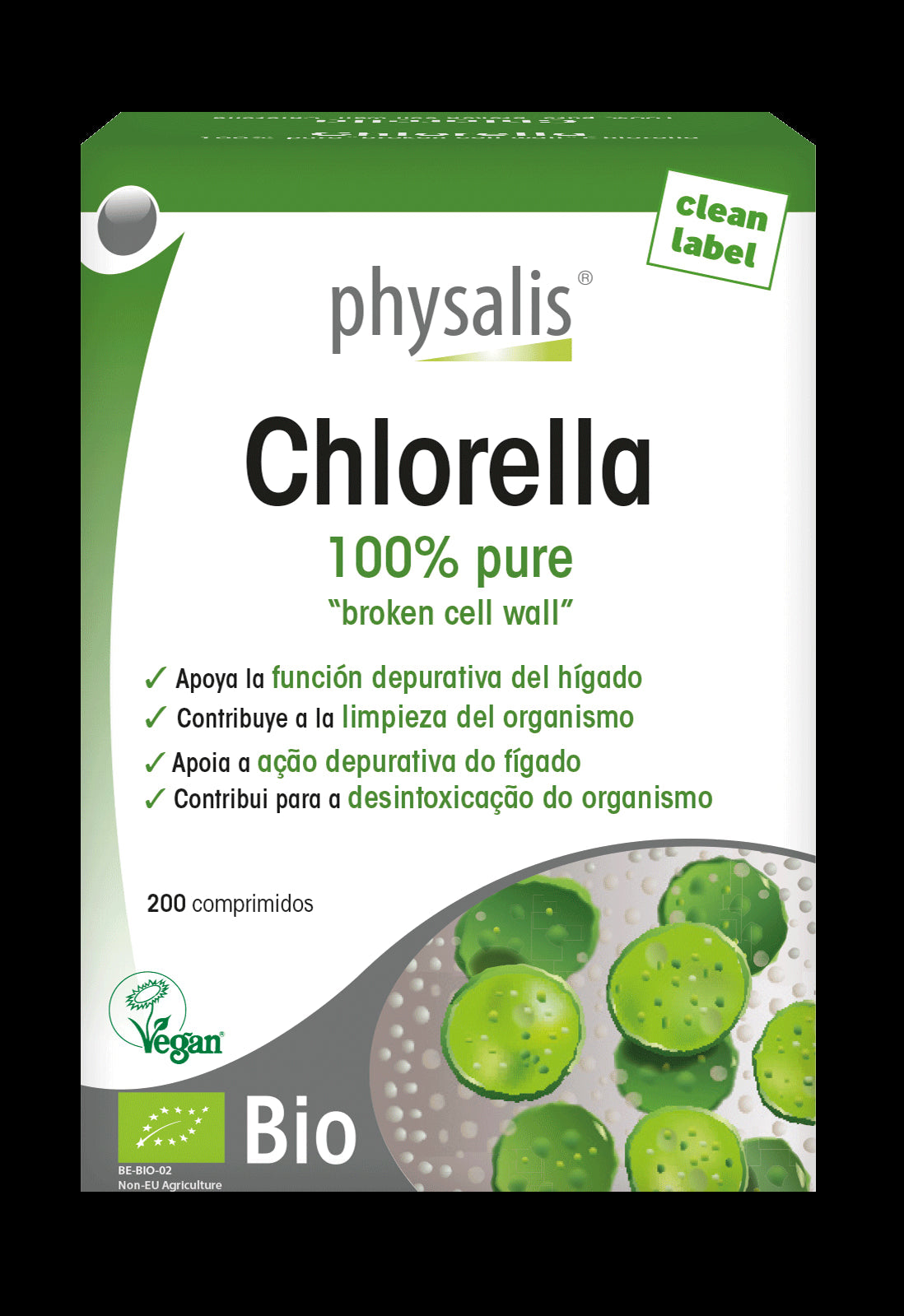 Chlorella Bio Physalis 200 Cápsulas para Vitalidad y Depuración