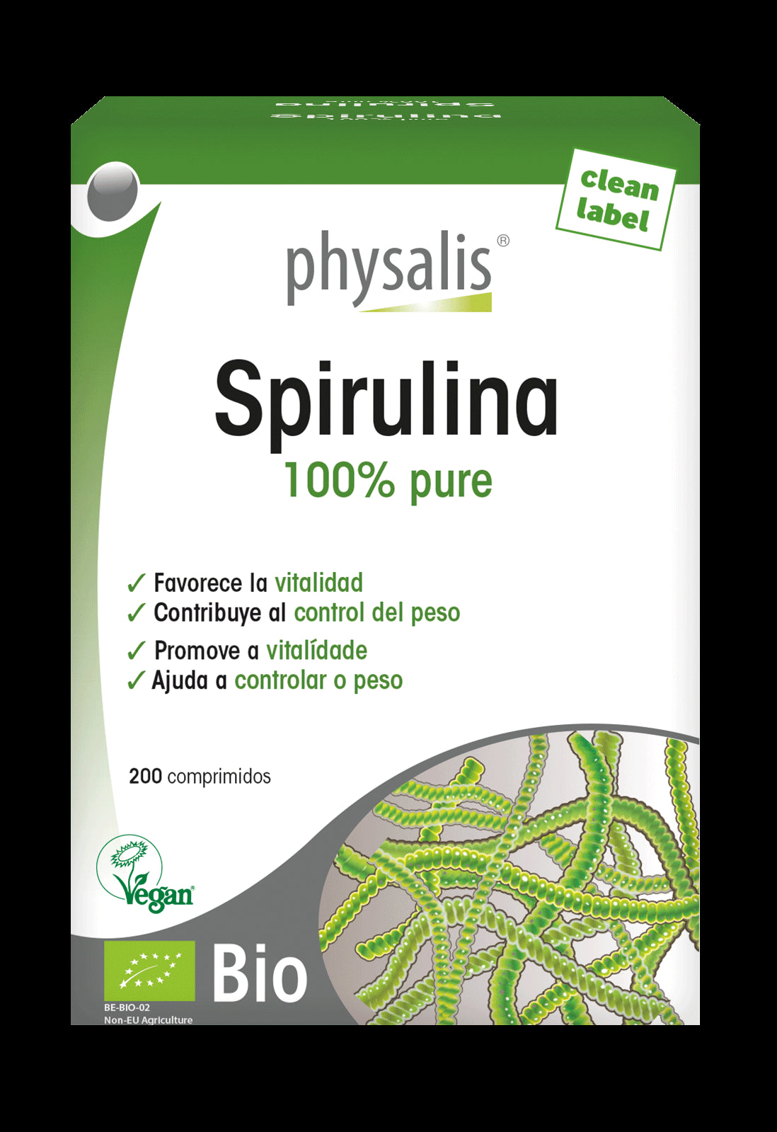 Spirulina Physalis 200 comprimidos vitalidad y control de peso