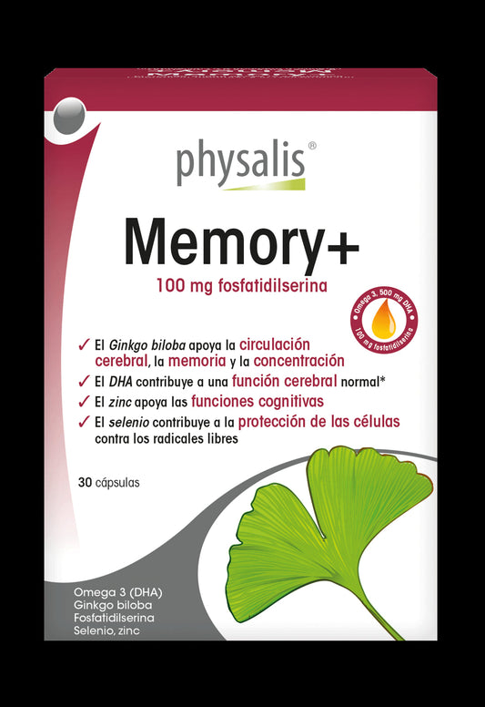 Memory+ Physalis: Cápsulas DHA y Ginkgo para Memoria