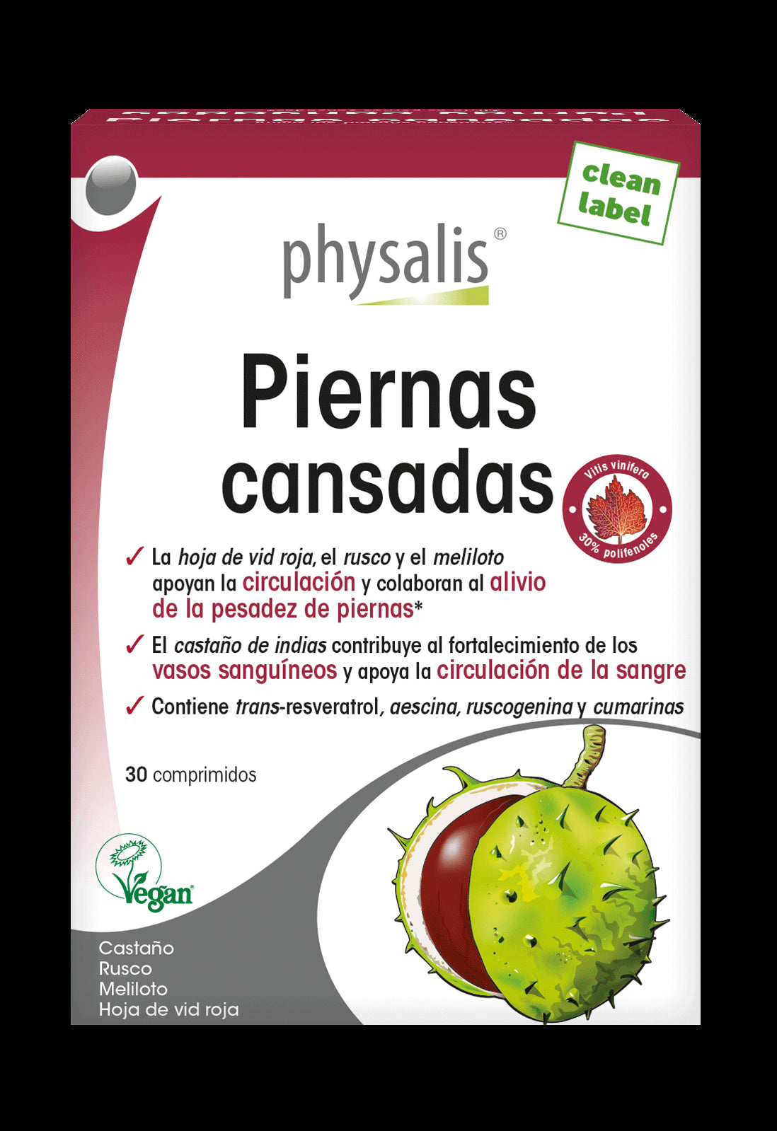 Suplemento Natural Piernas Cansadas Physalis 30 Cápsulas para Mejorar Circulación