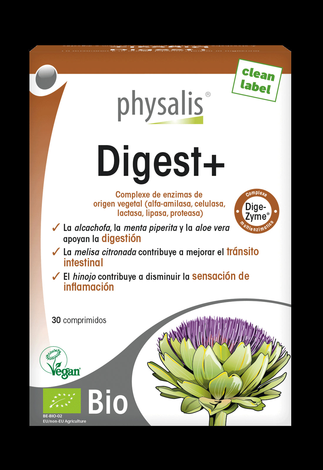 Digest+ Physalis 30 comprimidos suplemento digestivo natural con enzimas
