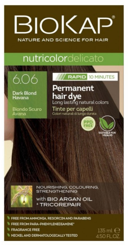 Biokap Nutricolor Delicato Rapid 6.06 Rubio Oscuro Habana 135 ml