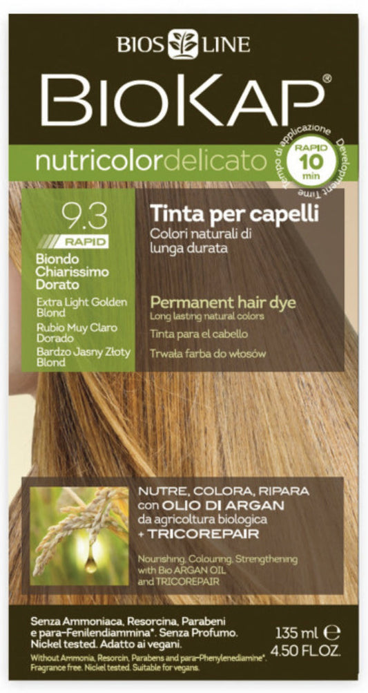 Tinte Nutricolor Delicato Rapid 9.3 Rubio Muy Claro Dorado 135 ml